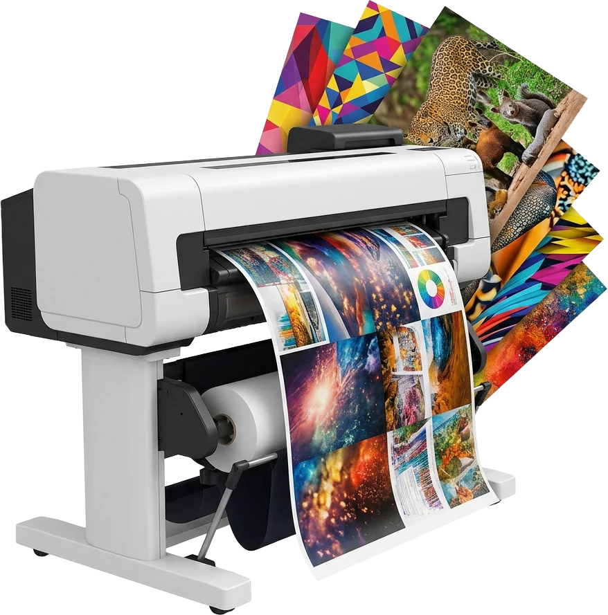 Wide-format printer producing colour banners and posters